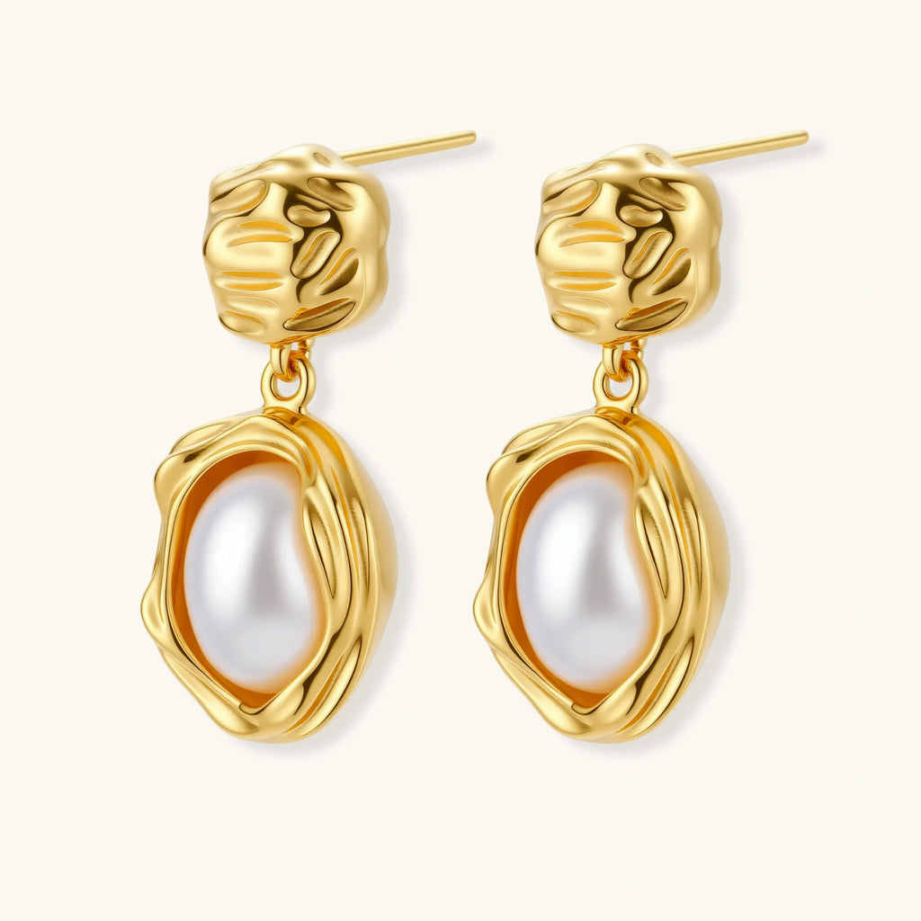 Petal Pearl Drop Earrings