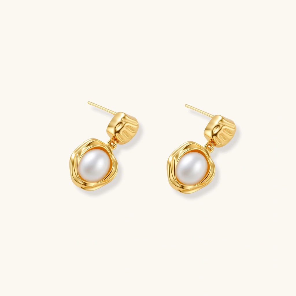 Petal Pearl Drop Earrings