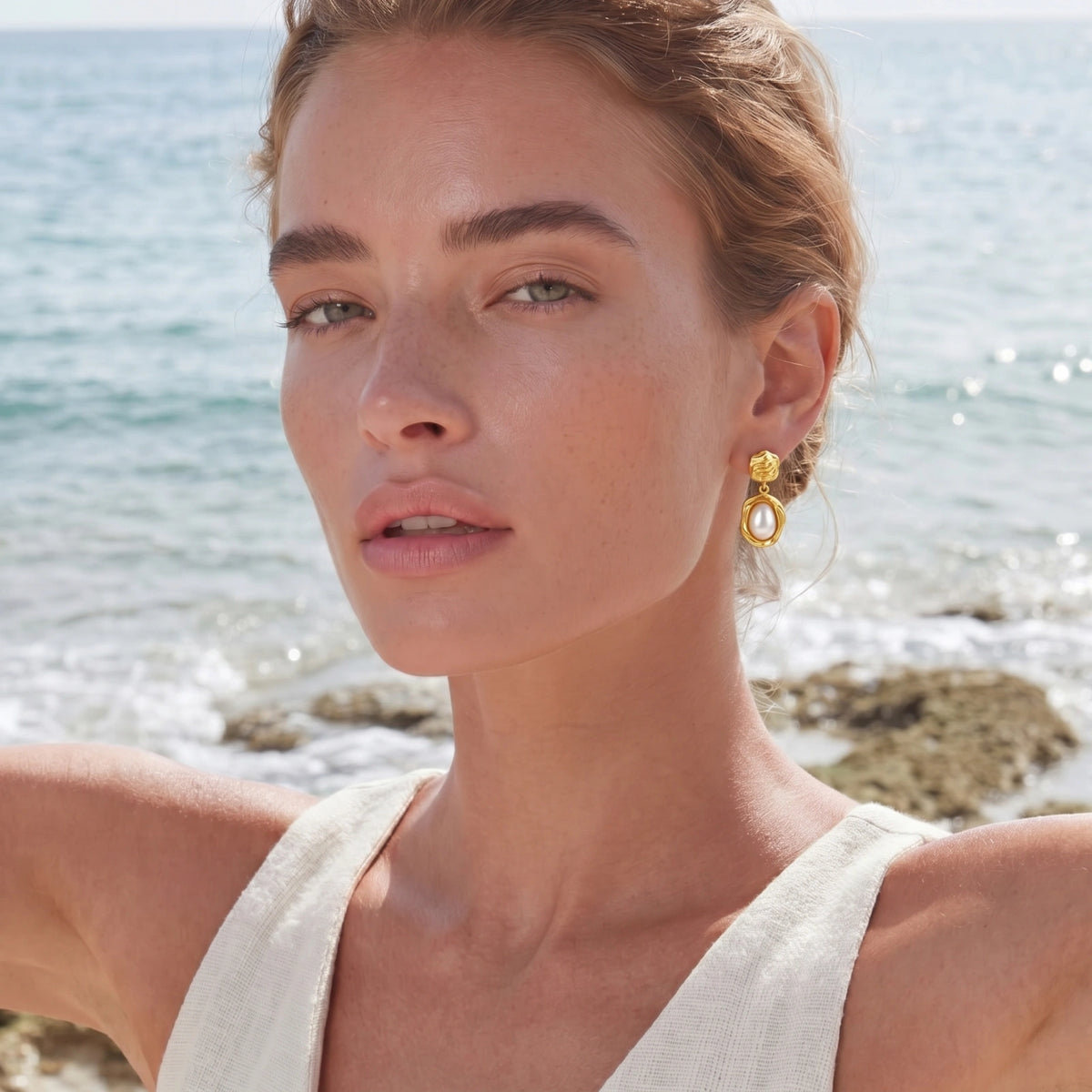 Petal Pearl Drop Earrings